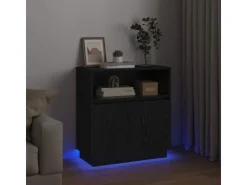 vidaXL Sideboard mit LED Schwarz Eichen-Optik 71 x 34,5 x 75 cm 869651* Kommode