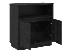 vidaXL Sideboard mit LED Schwarz Eichen-Optik 71 x 34,5 x 75 cm 869651* Kommode