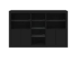 vidaXL Sideboard mit LED-Leuchten Schwarz 162x37x100 cm 3209171