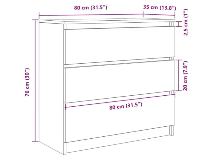 vidaXL Sideboard Schwarz Eichen-Optik 80x35x76 cm Holzwerkstoff 861734* Kommode