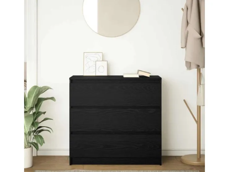 vidaXL Sideboard Schwarz Eichen-Optik 80x35x76 cm Holzwerkstoff 861734* Kommode