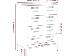 vidaXL Sideboard Senf 68x39x89 cm Stahl 842985* Sideboards|Kommode