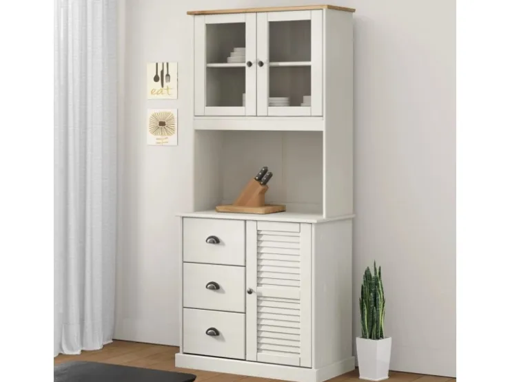 vidaXL Sideboard-Aufsatz VIGO 78x30x100 cm Massivholz Kiefer 353206* Vitrinen