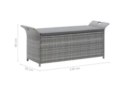 vidaXL Sitzbank mit Stauraum und Kissen 138 cm Poly Rattan 45809
