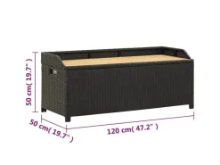 vidaXL Sitzbank mit Stauraum 120 cm Poly Rattan Schwarz