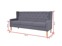 vidaXL 3-Sitzer Sofa Stoff Grau* Sofas