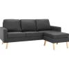 vidaXL 3-Sitzer-Sofa mit Hocker Dunkelgrau Stoff* Sofas