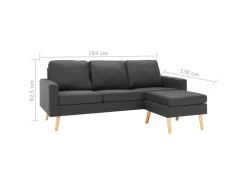 vidaXL 3-Sitzer-Sofa mit Hocker Dunkelgrau Stoff* Sofas