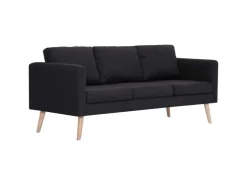 vidaXL 3-Sitzer-Sofa Stoff Schwarz Modell 1* Kissenbezüge|Sofas