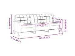 vidaXL Sofa 3-Sitzer mit Zierkissen Dunkelgrau 210 cm Stoff 2158386