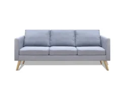 vidaXL Sofa 3-Sitzer Stoff Hellgrau* Kissenbezüge