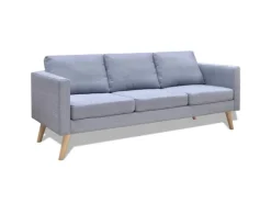 vidaXL Sofa 3-Sitzer Stoff Hellgrau* Kissenbezüge