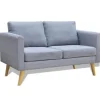 vidaXL Sofa 2-Sitzer Stoff Hellgrau
