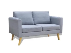 vidaXL Sofa 2-Sitzer Stoff Hellgrau