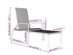 vidaXL Sonnenliege mit Fußhocker PE-Rattan 317629