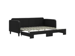 vidaXL Tagesbett Ausziehbar Schwarz 90x200 cm Stoff1898346