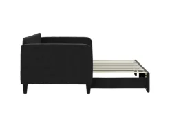 vidaXL Tagesbett Ausziehbar Schwarz 90x200 cm Stoff1898346