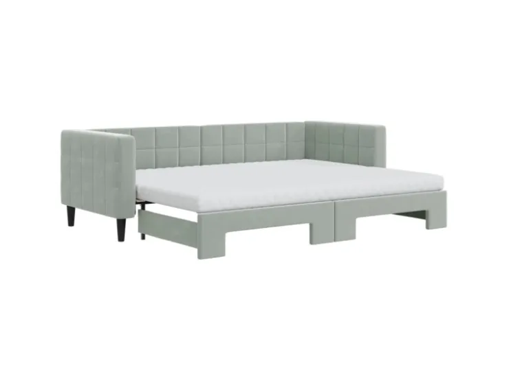 vidaXL Tagesbett Ausziehbar mit Matratzen Hellgrau 80x200 cm Samt1847498