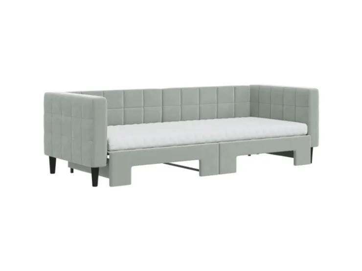 vidaXL Tagesbett Ausziehbar mit Matratzen Hellgrau 80x200 cm Samt1847498