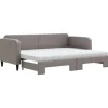 vidaXL Tagesbett Ausziehbar mit Matratzen Taupe 80x200 cm Stoff1897449
