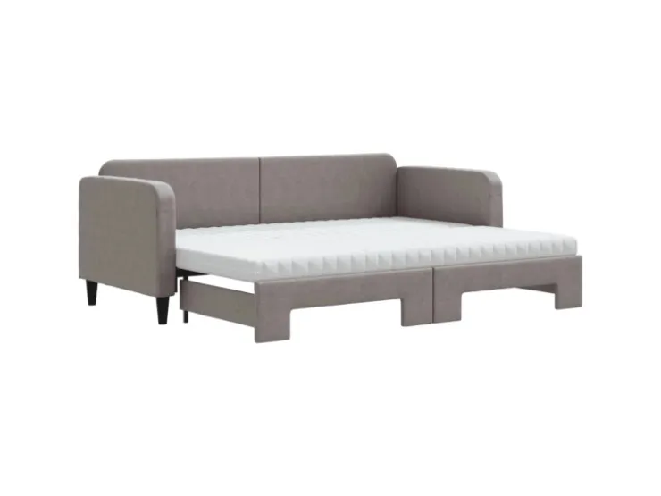 vidaXL Tagesbett Ausziehbar mit Matratzen Taupe 80x200 cm Stoff1897449
