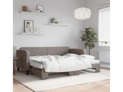 vidaXL Tagesbett Ausziehbar mit Matratzen Taupe 80x200 cm Stoff1897449