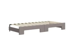 vidaXL Tagesbett Ausziehbar mit Matratzen Taupe 80x200 cm Stoff1897449