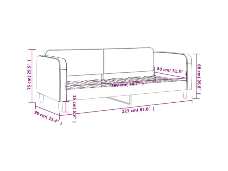 vidaXL Tagesbett Hellgrau 80x200 cm Stoff1843713