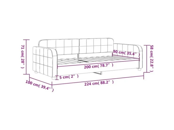 vidaXL Tagesbett Hellgrau 90x200 cm Samt1851836