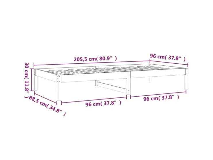 vidaXL Tagesbett 90x200 cm Massivholz Kiefer1279927