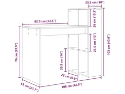 vidaXL Tisch Schwarz Eichen-Optik 108 x 55 x 103,5 cm Holzwerkstoff 869459* Tische