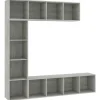 vidaXL 3-tlg. Bücher-/TV-Schrank Set Betongrau 180x30x180 cm