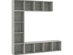 vidaXL 3-tlg. Bücher-/TV-Schrank Set Betongrau 180x30x180 cm