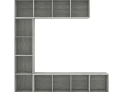 vidaXL 3-tlg. Bücher-/TV-Schrank Set Betongrau 180x30x180 cm