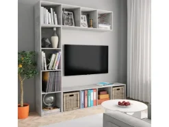 vidaXL 3-tlg. Bücher-/TV-Schrank Set Betongrau 180x30x180 cm