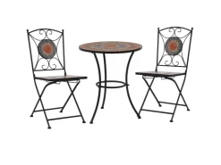 vidaXL 3-Tlg Bistro-Set Mosaik Keramik Orange Grau 279691* Mosaik