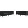 vidaXL 2-Tlg Chesterfield-Sofa-Set mit Nackenrollen Schwarz Samt 2144864* Sofas