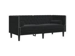 vidaXL 2-Tlg Chesterfield-Sofa-Set mit Nackenrollen Schwarz Samt 2144864* Sofas