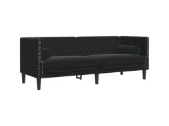 vidaXL 2-Tlg Chesterfield-Sofa-Set mit Nackenrollen Schwarz Samt 2144864* Sofas