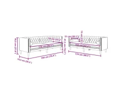 vidaXL 2-Tlg Chesterfield-Sofa-Set mit Nackenrollen Schwarz Samt 2144864* Sofas