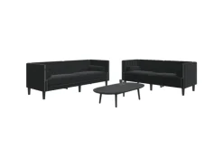 vidaXL 2-Tlg Chesterfield-Sofa-Set mit Nackenrollen Schwarz Samt 2144864* Sofas