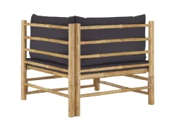 vidaXL 2-tlg Garten-Lounge-Set mit Dunkelgrauen Kissen Bambus Modell 1* Sofas
