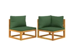 vidaXL 2-tlg. Garten-Sofa-Set mit Kissen Massivholz Akazie