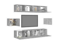 vidaXL 6-tlg. TV-Schrank-Set Betongrau Holzwerkstoff Modell 10