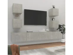 vidaXL 6-tlg. TV-Schrank-Set Betongrau Holzwerkstoff 4* Wohnwände