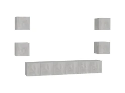 vidaXL 7-tlg. TV-Schrank-Set Betongrau Holzwerkstoff 4* Wohnwände