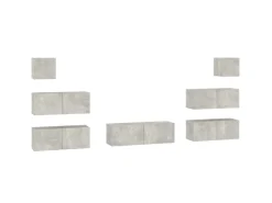 vidaXL 7-tlg. TV-Schrank-Set Betongrau Holzwerkstoff Modell 12