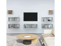 vidaXL 7-tlg. TV-Schrank-Set Betongrau Holzwerkstoff Modell 12