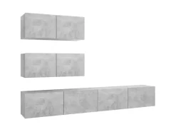 vidaXL 4-tlg. TV-Schrank-Set Betongrau Holzwerkstoff Modell 22