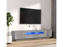 vidaXL 2-tlg. TV-Schrank-Set LED-Leuchten Grau Sonoma Holzwerkstoff 2* Wohnwände|TV-Wände